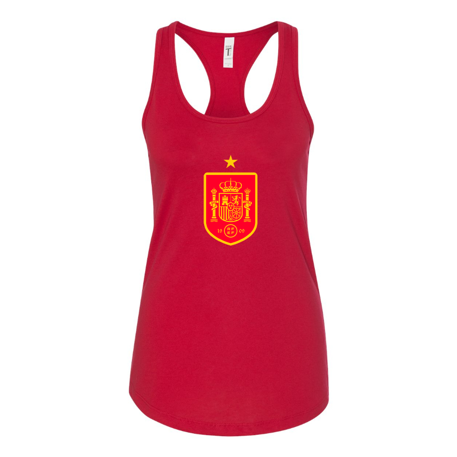 Women's Spain Red Logo National Soccer Team Racerback Tank Top