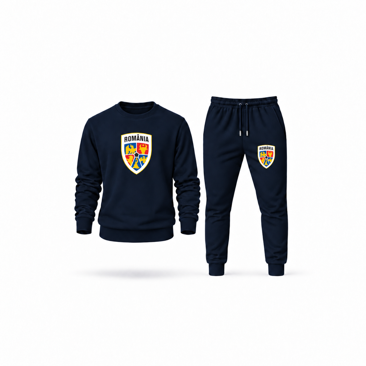 Men's Romania National Soccer Team Sweatshirt Joggers Set | Color: Navy | Main