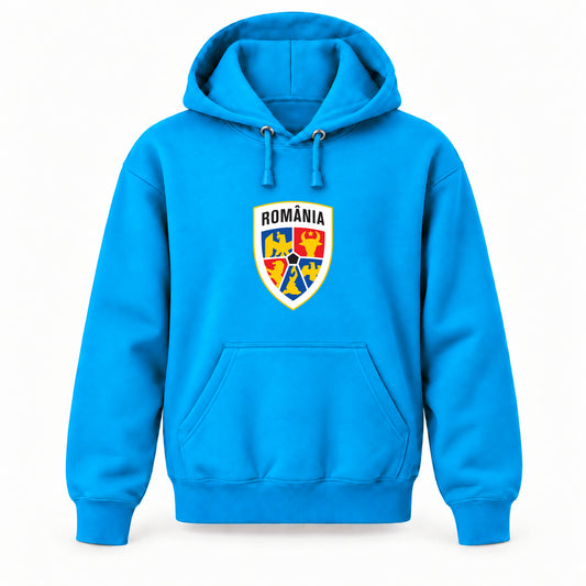 Romania National Soccer Team - Youth Large Hoodie (Ages 10–12) | Color: Turquoise