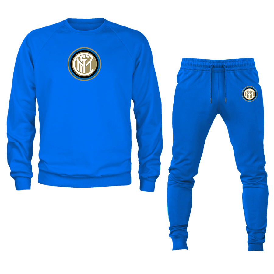 Men's Inter Milan Soccer Logo Crewneck Sweatshirt Joggers Suit