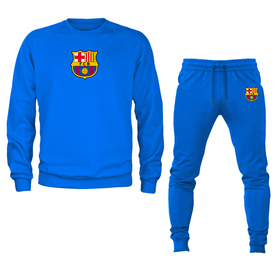 Men's F.C. Barcelona Soccer Logo Crewneck Sweatshirt Joggers Suit