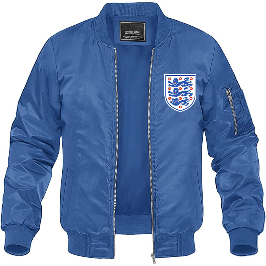 Men's England National Football Team Lightweight Bomber Jacket Windbreaker Softshell Varsity Jacket Coat