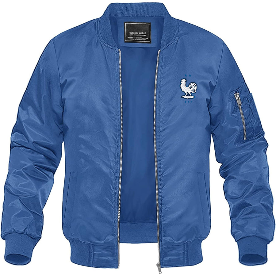 Men's France National Soccer Team Lightweight Bomber Jacket Windbreaker Softshell Varsity Jacket Coat