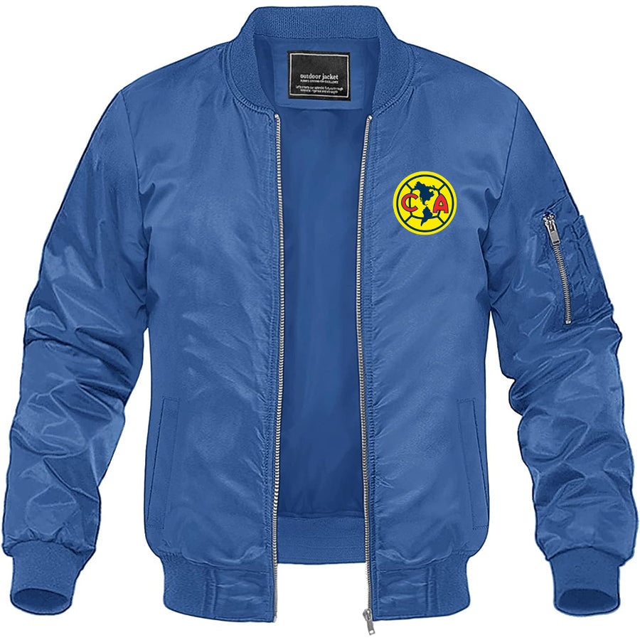 Men's Club America Football Lightweight Bomber Jacket Windbreaker Softshell Varsity Jacket Coat