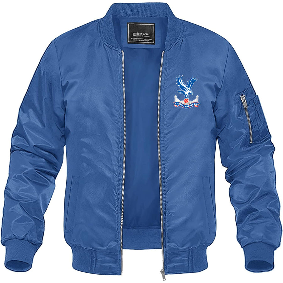 Men's Crystal Palace F.C Lightweight Bomber Jacket Windbreaker Softshell Varsity Jacket Coat