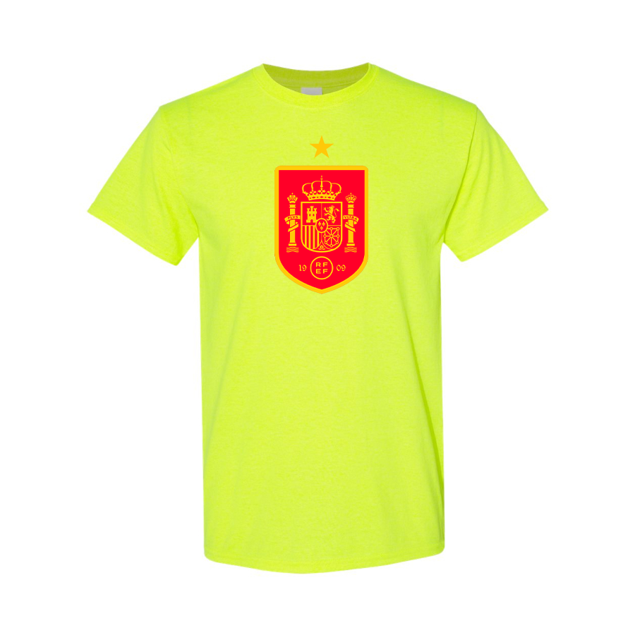 Men's Spain Red Logo National Soccer Team Cotton T-Shirt