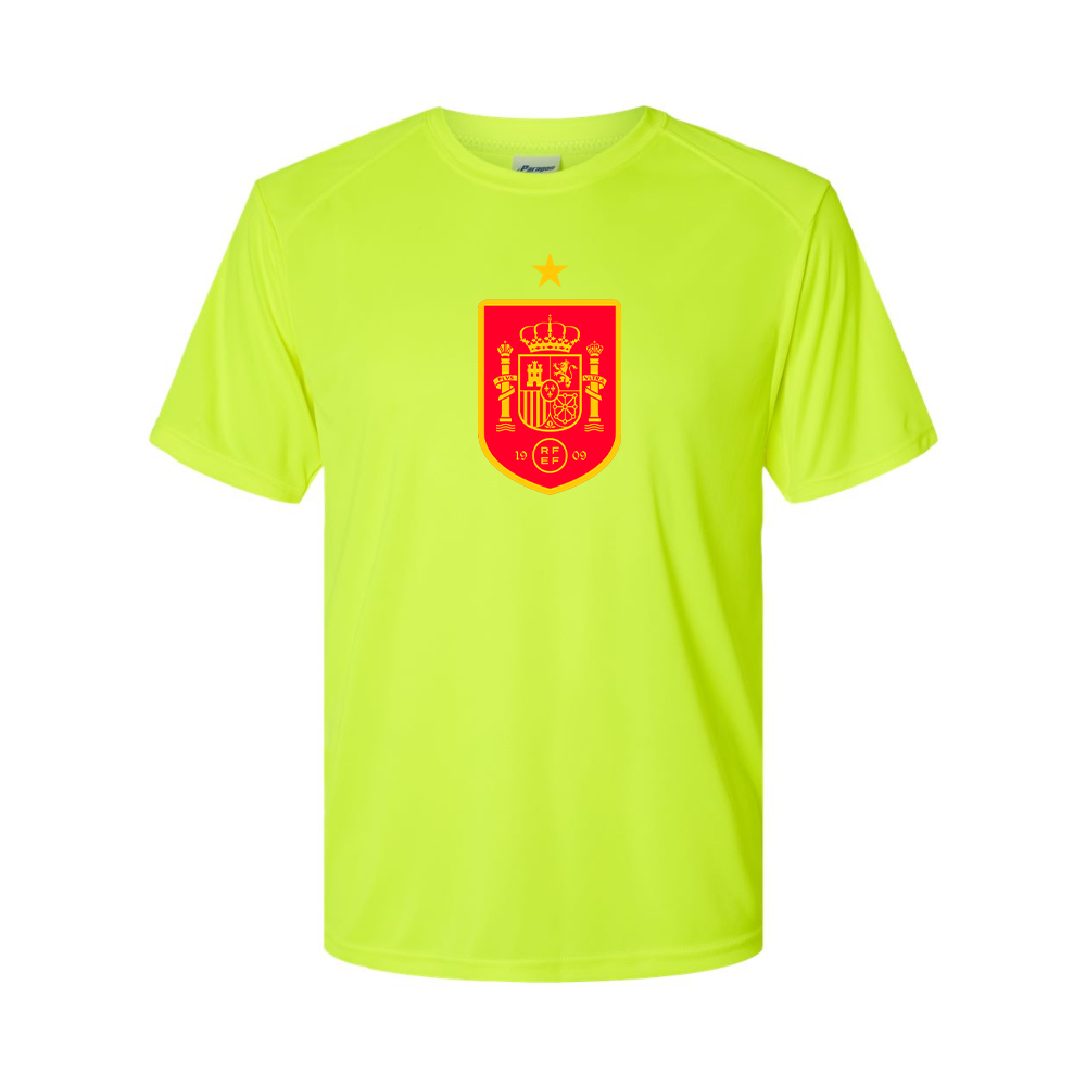 Youth Kids Spain Red Logo National Soccer Team Performance T-Shirt