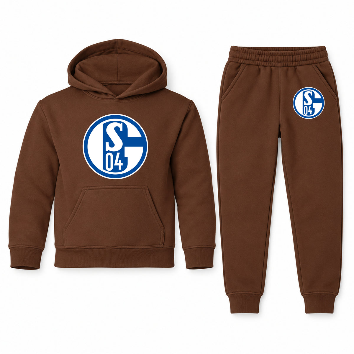 Schalke 04 FC youth hoodie jogger set, Brown, Youth Large ages 10–12
