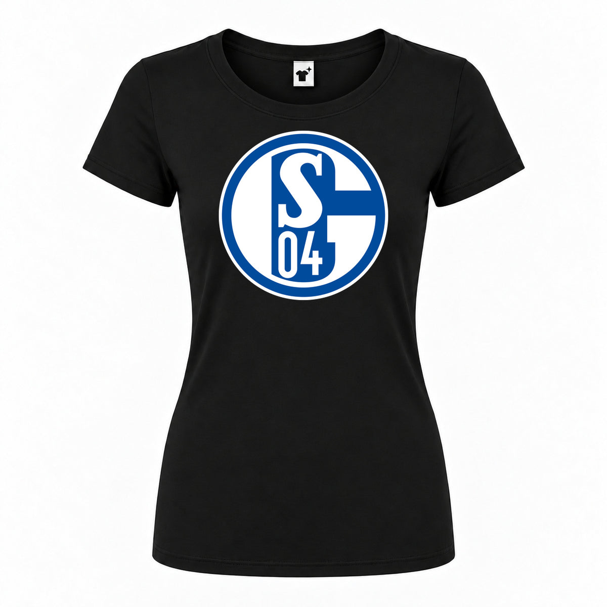 Women's Schalke 04 FC Round Neck T-Shirt — Black — original logo on current Drive garment