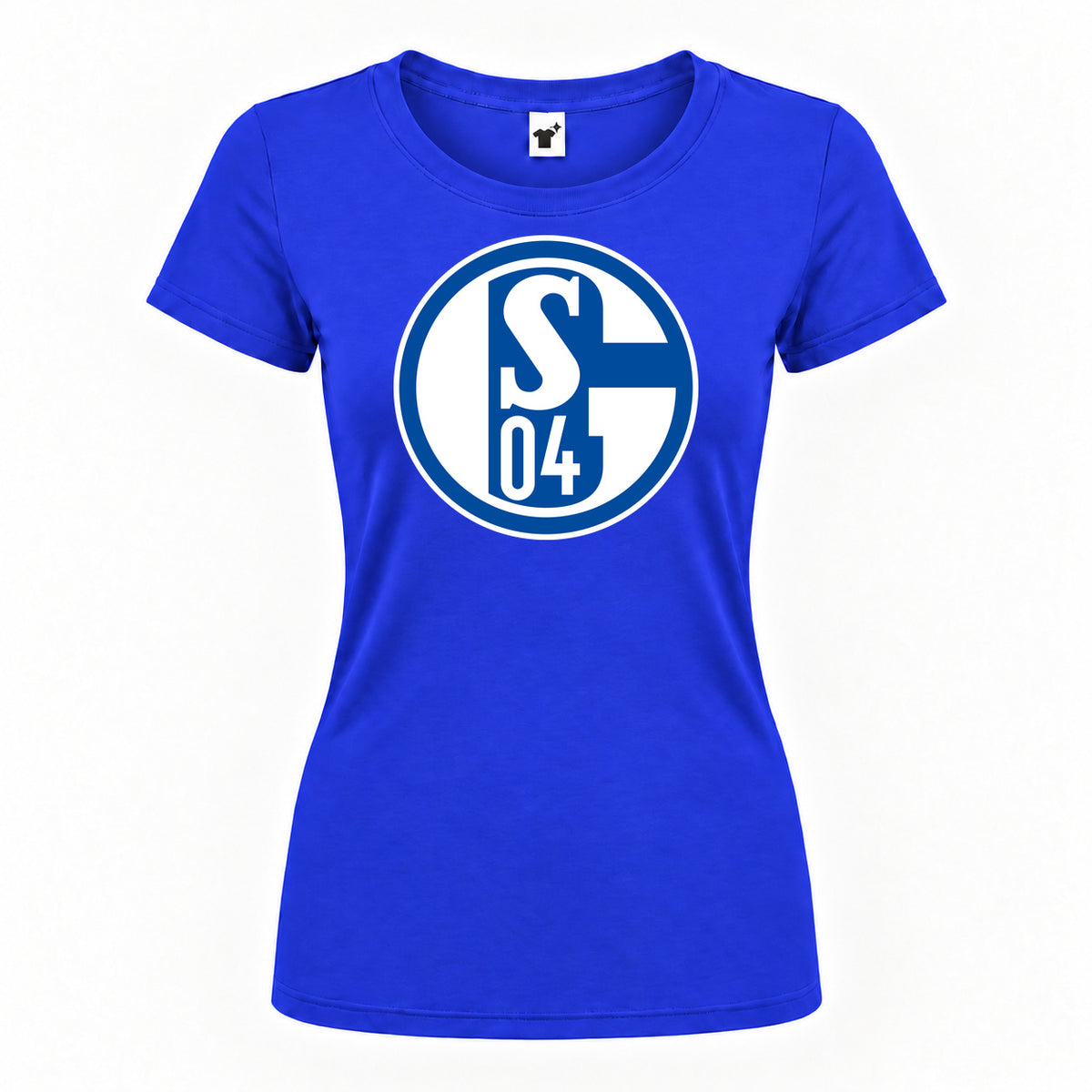 Women's Schalke 04 FC Round Neck T-Shirt — Royal Blue — original logo on current Drive garment