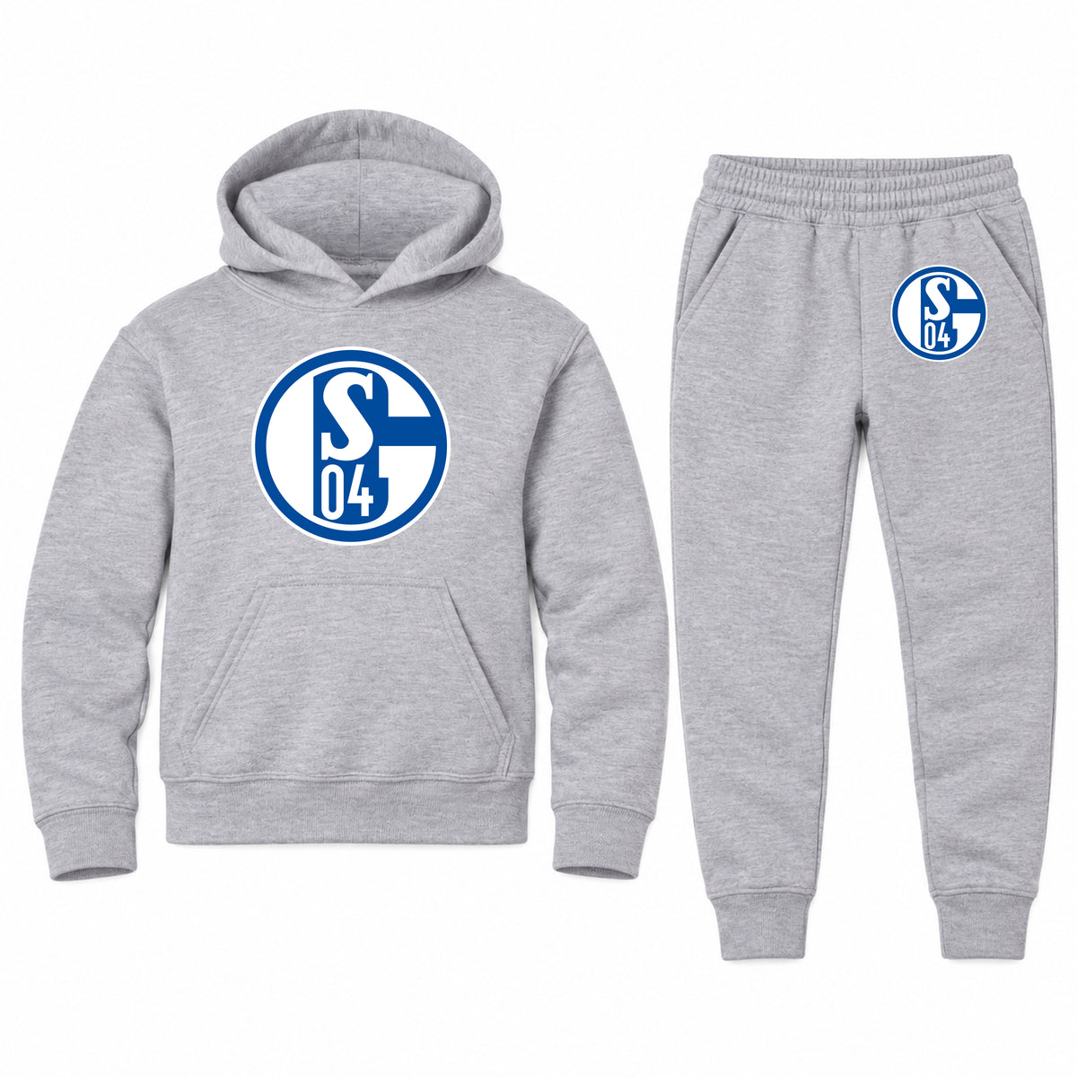 Schalke 04 FC youth hoodie jogger set, Sports Grey, Youth Large ages 10–12