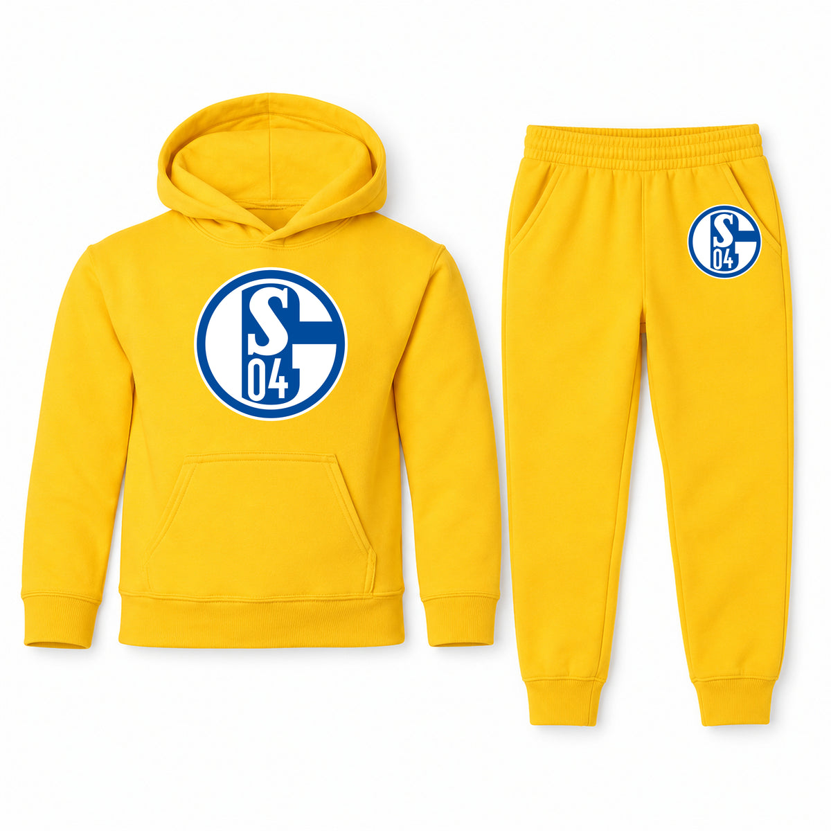 Schalke 04 FC youth hoodie jogger set, Yellow, Youth Large ages 10–12