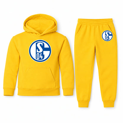 Schalke 04 FC youth hoodie jogger set, Yellow, Youth Large ages 10–12