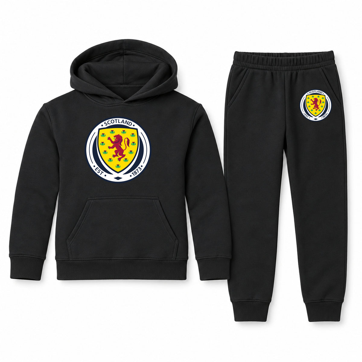 Scotland National Soccer Team youth hoodie jogger set, Black, Youth Large ages 10–12
