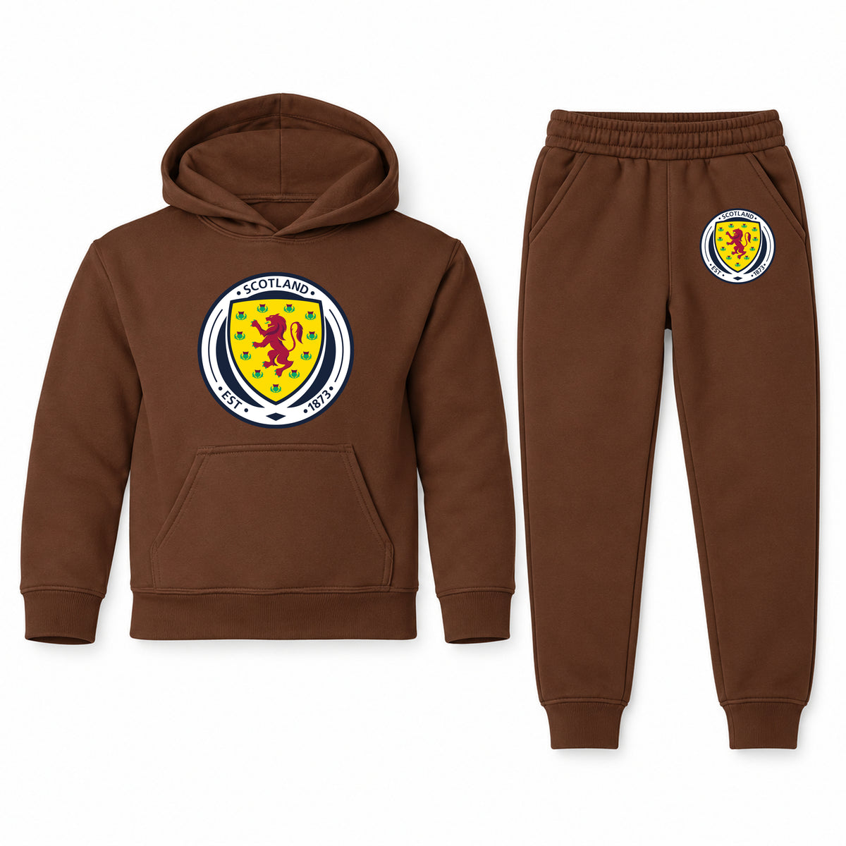 Scotland National Soccer Team youth hoodie jogger set, Brown, Youth Large ages 10–12