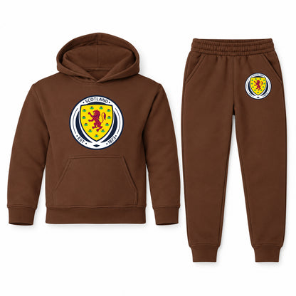 Scotland National Soccer Team youth hoodie jogger set, Brown, Youth Large ages 10–12
