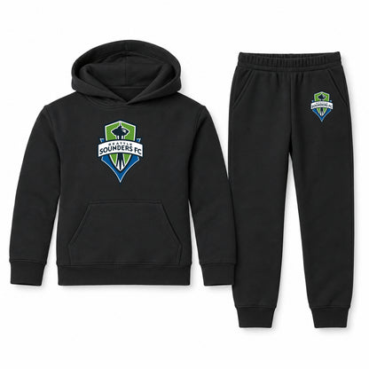 Seattle Sounders FC youth hoodie jogger set, Black, Youth Large ages 10–12