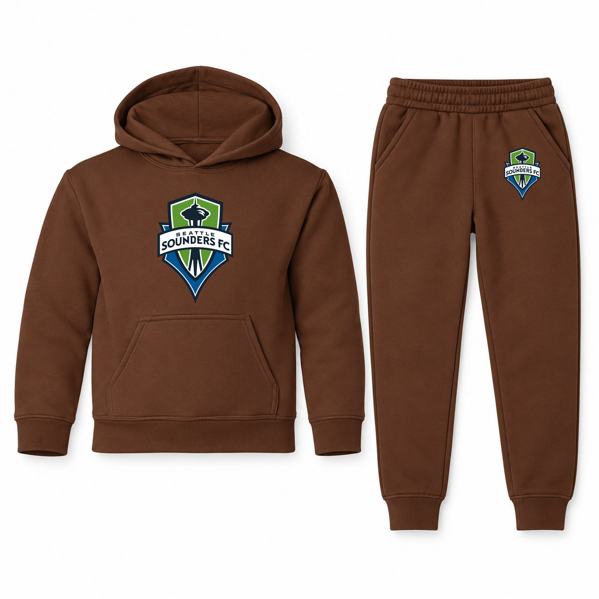 Seattle Sounders FC youth hoodie jogger set, Brown, Youth Large ages 10–12