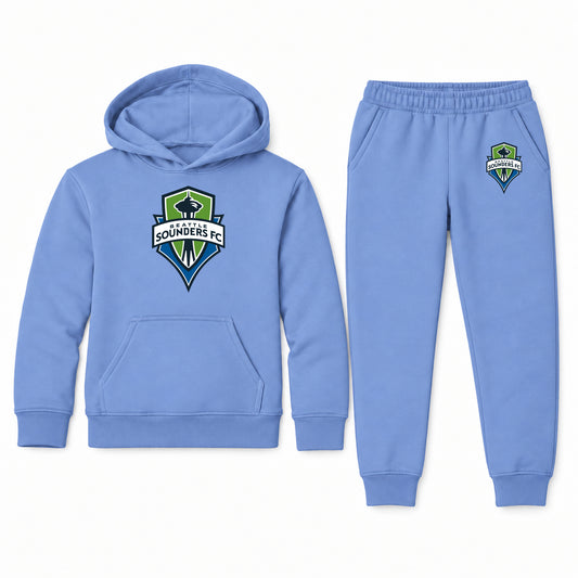 Seattle Sounders FC youth hoodie jogger set, Carolina Blue, Youth Large ages 10–12