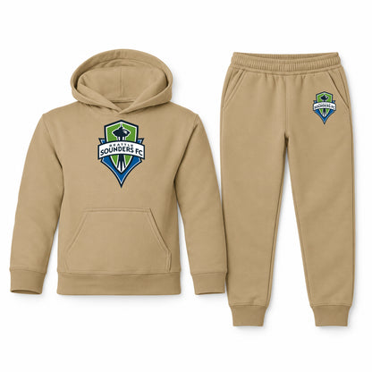 Seattle Sounders FC youth hoodie jogger set, Khaki, Youth Large ages 10–12