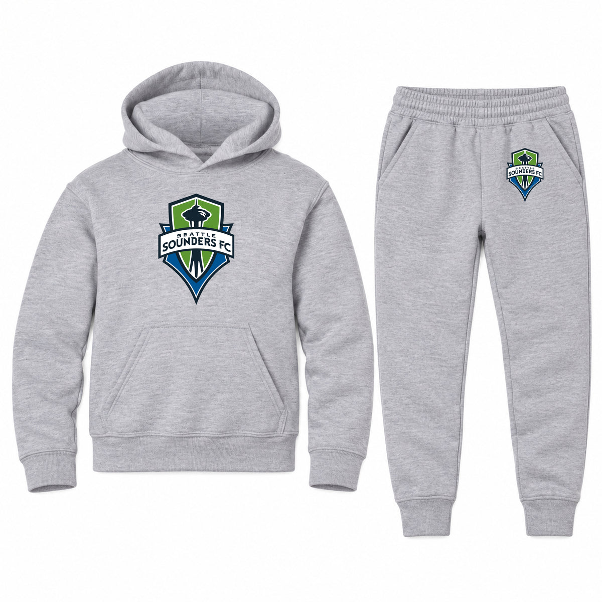 Seattle Sounders FC youth hoodie jogger set, Sports Grey, Youth Large ages 10–12