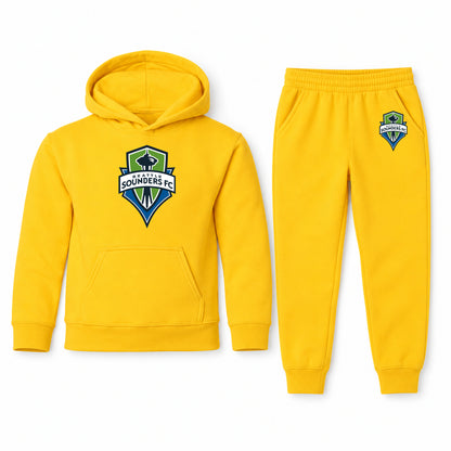 Seattle Sounders FC youth hoodie jogger set, Yellow, Youth Large ages 10–12