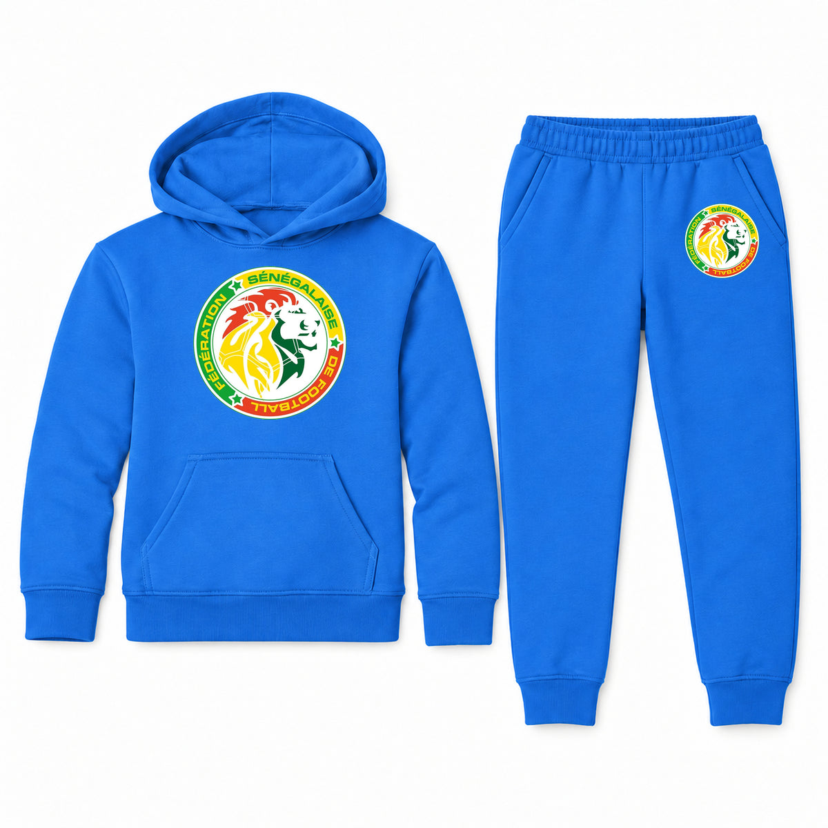 Senegal National Soccer Team youth hoodie jogger set, Blue, Youth Large ages 10–12