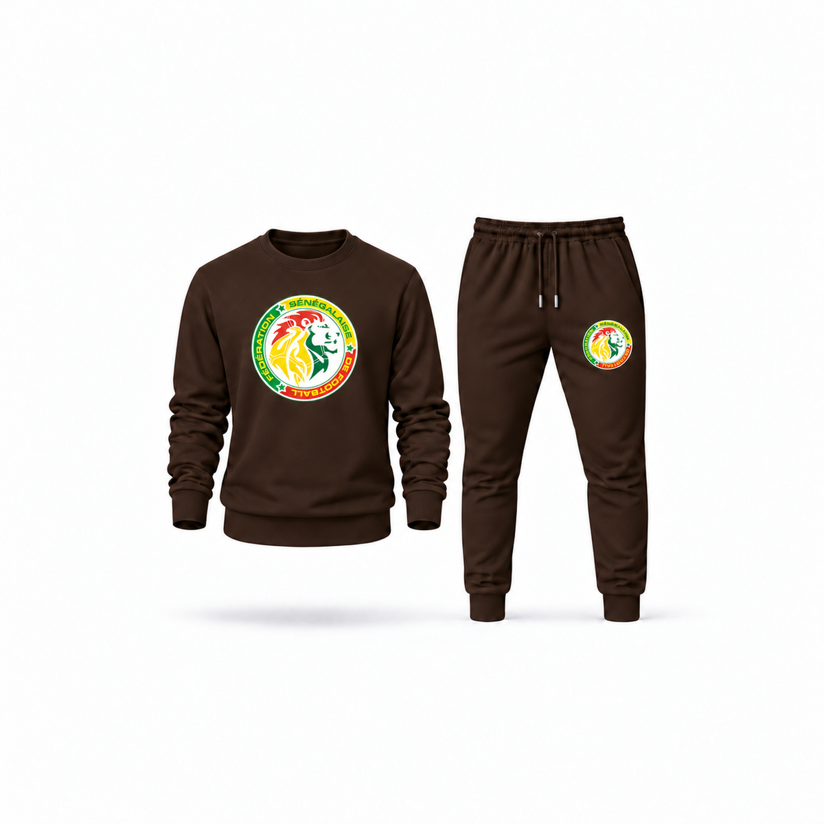 Men's Senegal National Soccer Team Sweatshirt Joggers Set | Color: Brown | Main