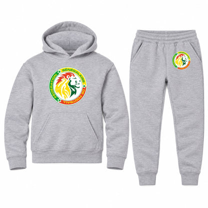 Senegal National Soccer Team youth hoodie jogger set, Sports Grey, Youth Large ages 10–12