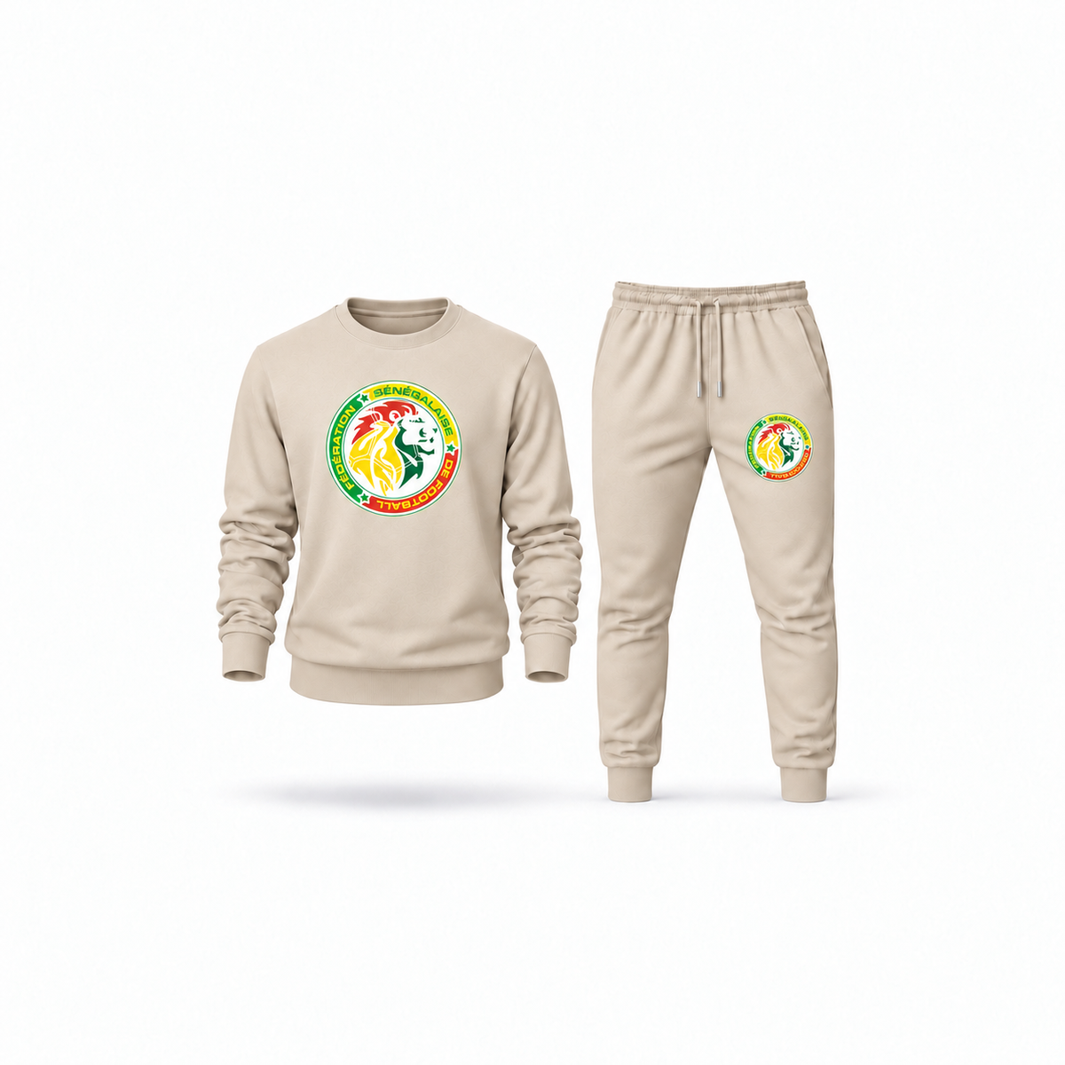 Men's Senegal National Soccer Team Sweatshirt Joggers Set | Color: Tan | Main