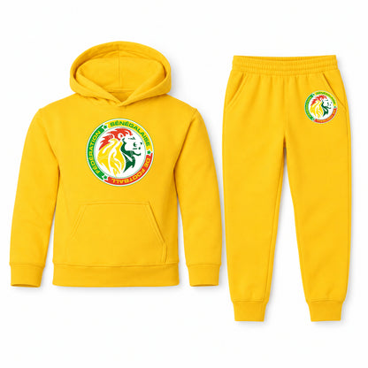 Senegal National Soccer Team youth hoodie jogger set, Yellow, Youth Large ages 10–12