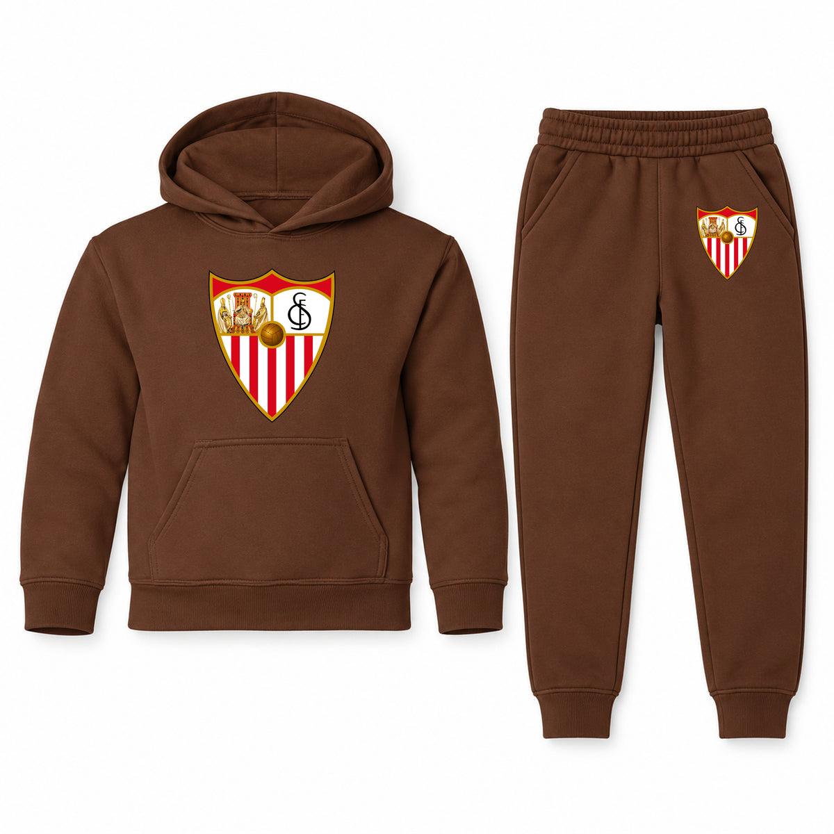 Sevilla FC youth hoodie jogger set, Brown, Youth Large ages 10–12
