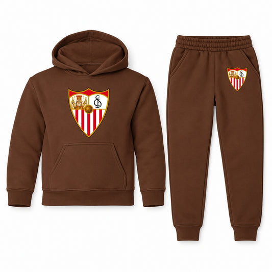Sevilla FC youth hoodie jogger set, Brown, Youth Large ages 10–12