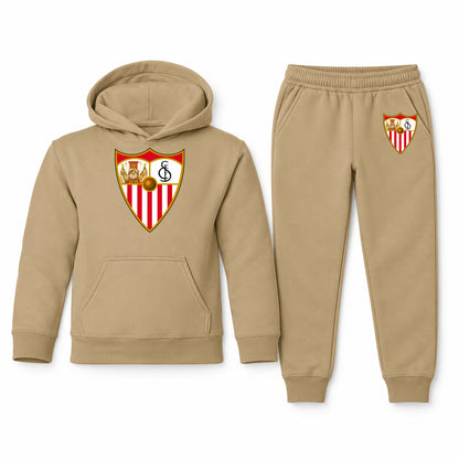 Sevilla FC youth hoodie jogger set, Khaki, Youth Large ages 10–12