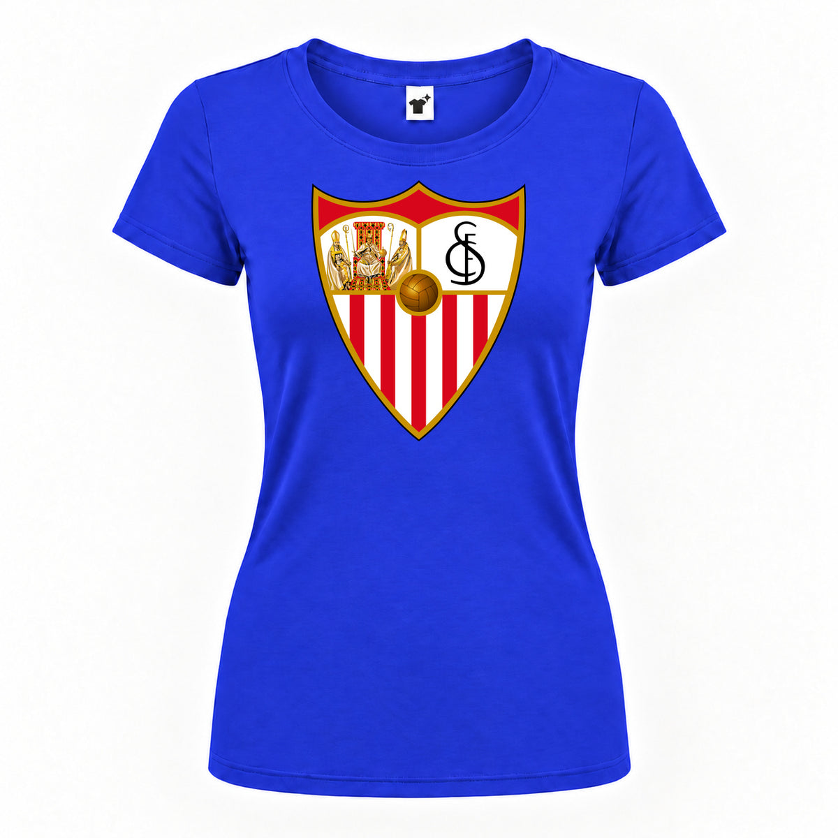 Women's Sevilla FC Round Neck T-Shirt — Royal Blue — original logo on current Drive garment