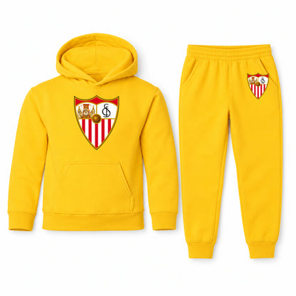 Sevilla FC youth hoodie jogger set, Yellow, Youth Large ages 10–12