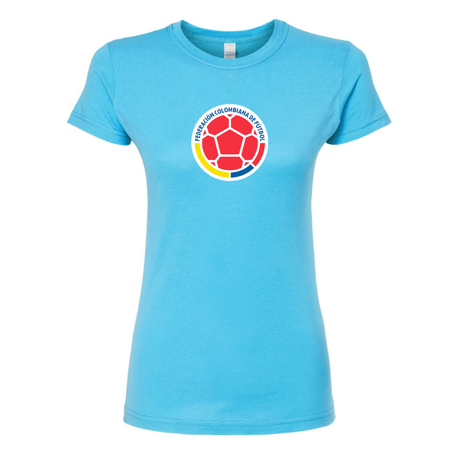 Women's Colombia National  Soccer Team Round Neck T-Shirt