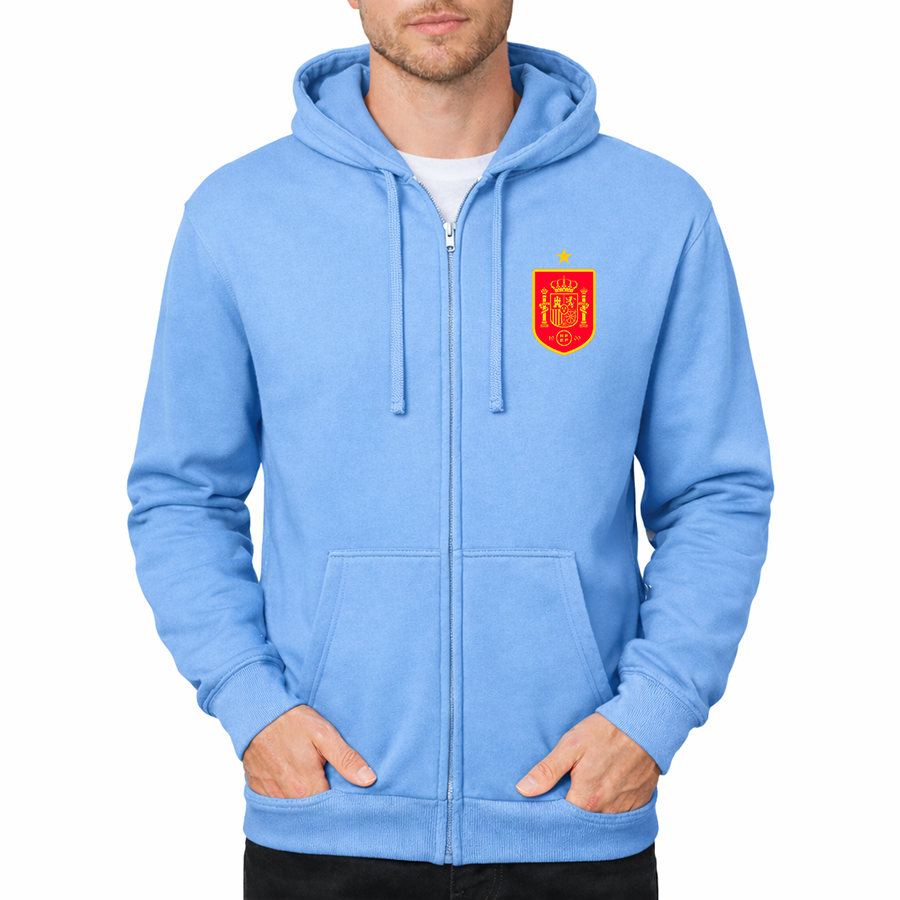 Men's Spain Red Logo National Soccer Team Zipper Hoodie
