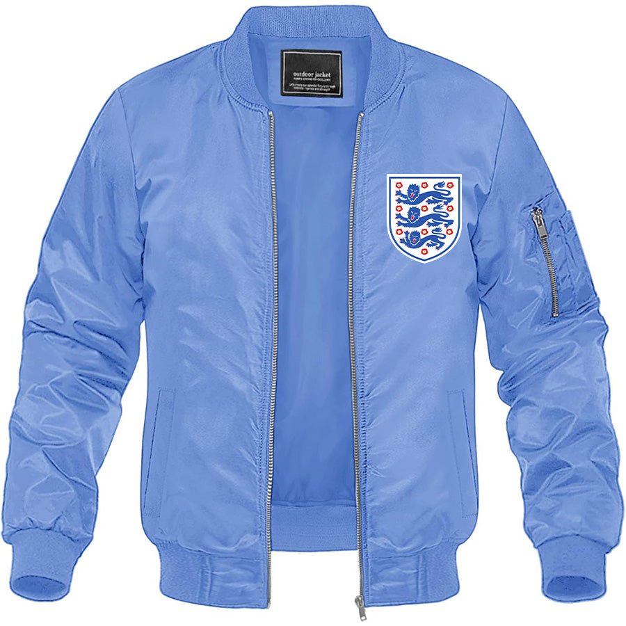 Men's England National Football Team Lightweight Bomber Jacket Windbreaker Softshell Varsity Jacket Coat