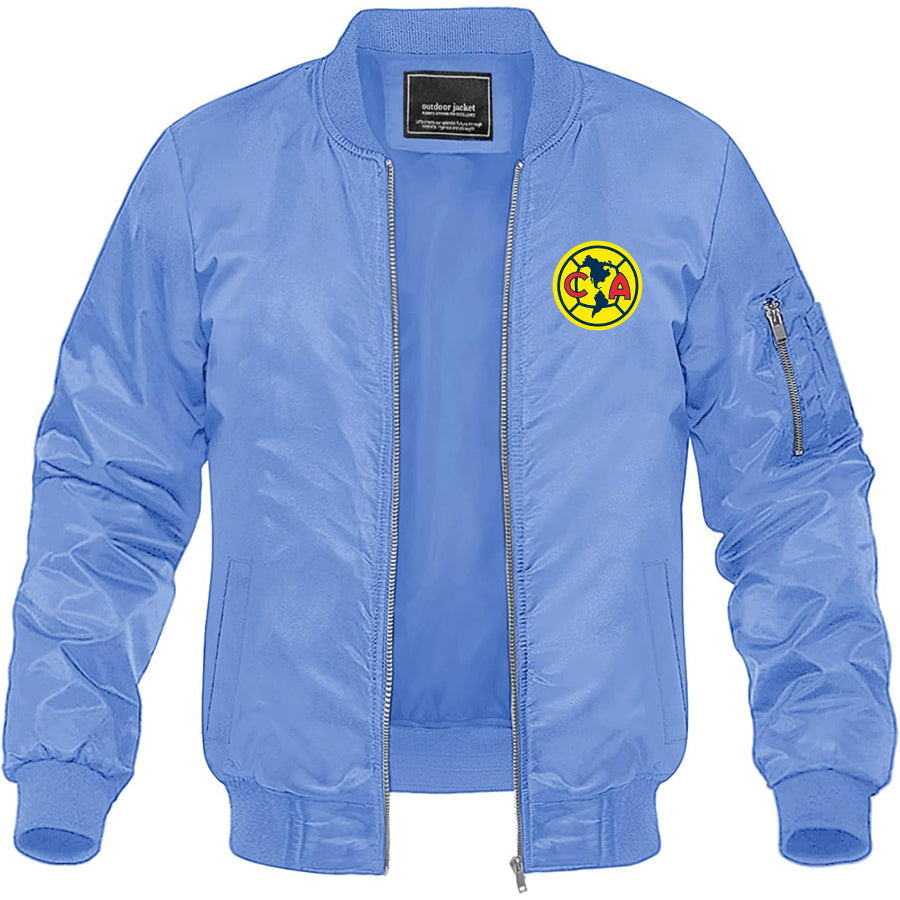 Men's Club America Football Lightweight Bomber Jacket Windbreaker Softshell Varsity Jacket Coat