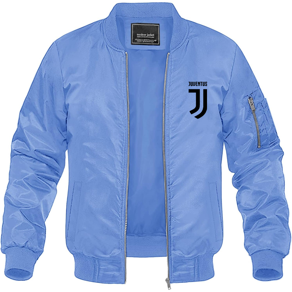 Men's Juventus Soccer Lightweight Bomber Jacket Windbreaker Softshell Varsity Jacket Coat