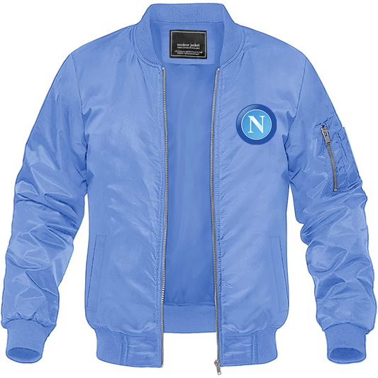 Men's Napoli FC Lightweight Bomber Jacket Windbreaker Softshell Varsity Jacket Coat