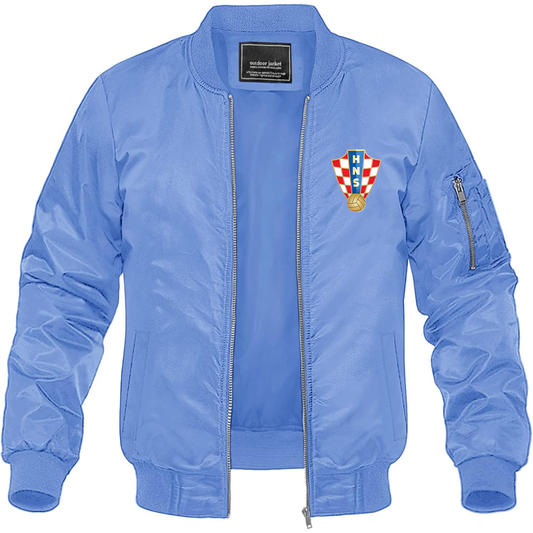 Men's Croatia National Soccer Team Lightweight Bomber Jacket Windbreaker Softshell Varsity Jacket Coat