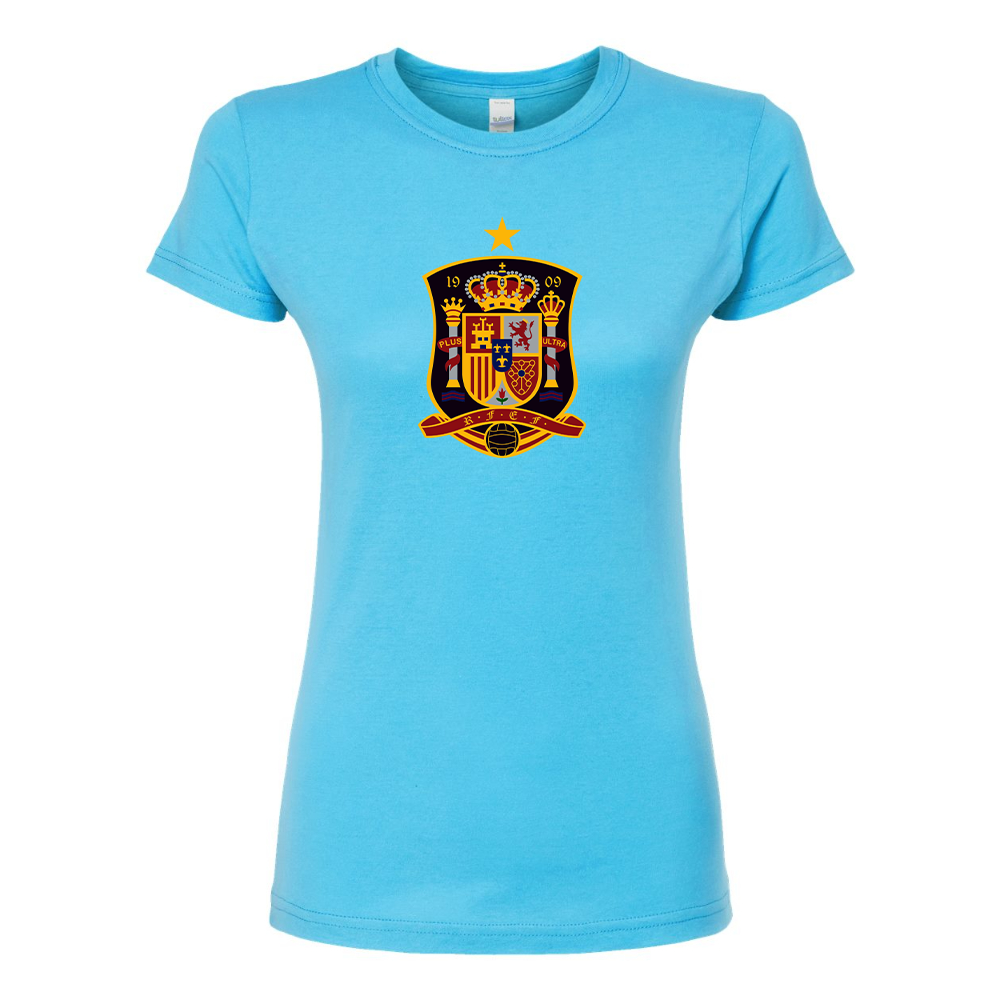 Women's Spain National Soccer Team Round Neck T-Shirt