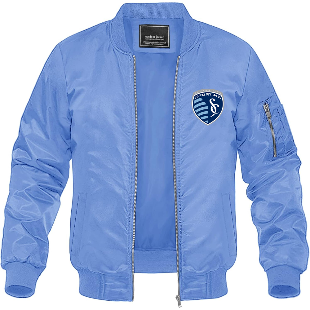 Men's Sporting Kansas City FC Lightweight Bomber Jacket Windbreaker Softshell Varsity Jacket Coat