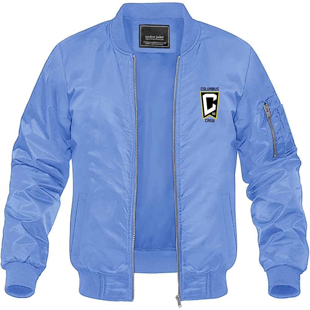 Men's Columbus Crew FC Lightweight Bomber Jacket Windbreaker Softshell Varsity Jacket Coat