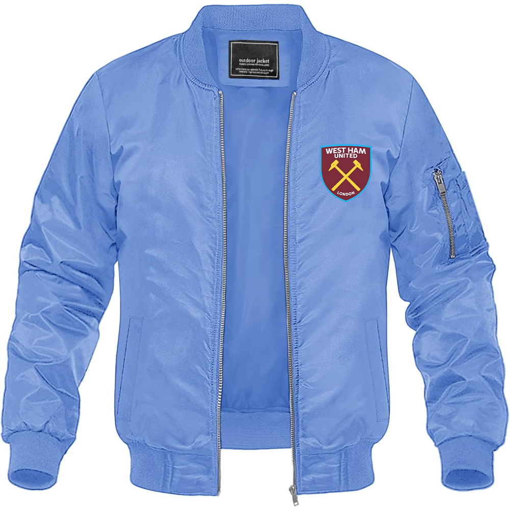 Men's West Ham United FC Lightweight Bomber Jacket Windbreaker Softshell Varsity Jacket Coat