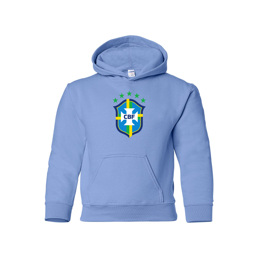 Youth Kids Brazil National Soccer Team Pullover Hoodie