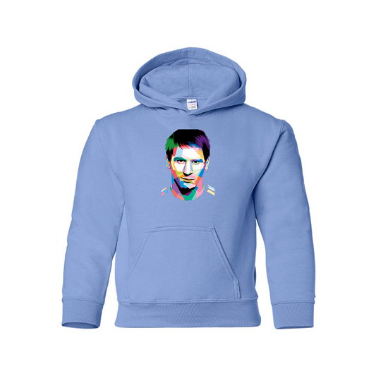 Youth Kids Lionel Messi Face Art Soccer Pullover Hoodie