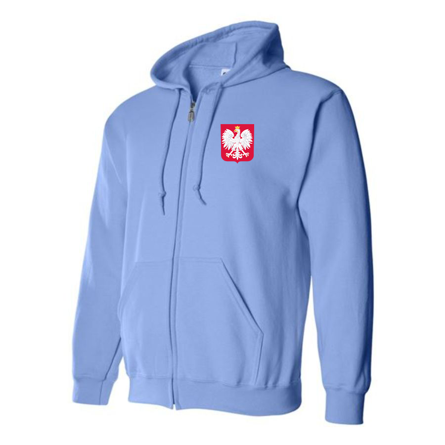 Men's Poland National Soccer Team Zipper Hoodie